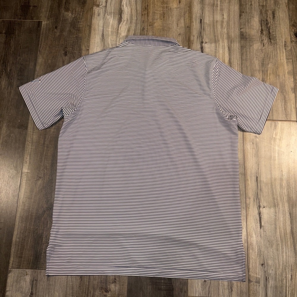 Peter Millar Polo Shirt Mens XL Navy White Stripe Golf Logo Sleeve - Picture 2 of 6